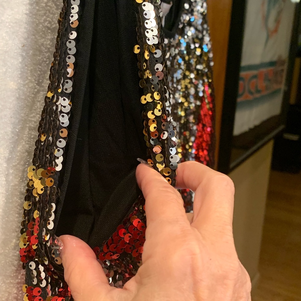 Boston Proper Cold Shoulder Multi Color Sequin Top - image 4